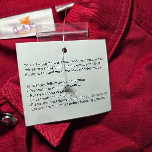 Quacker Factory Womens Red Sleeveless Button-Up Vest 1X western cowgirl country - Picture 6 of 10